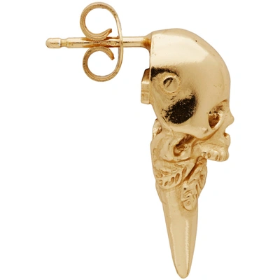 Shop Emanuele Bicocchi Gold Single Skull Stud Earring