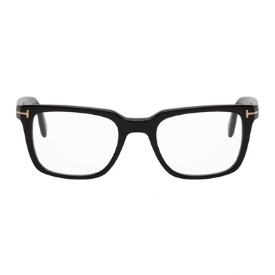 Shop Tom Ford Black Square Glasses In 001 Shiny B