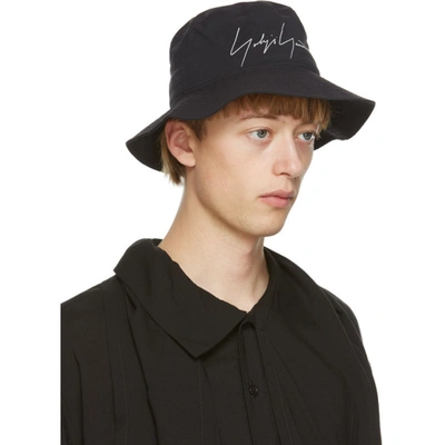 Shop Yohji Yamamoto Black Gore-tex® Logo Bucket Hat
