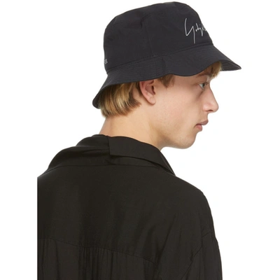 Shop Yohji Yamamoto Black Gore-tex® Logo Bucket Hat
