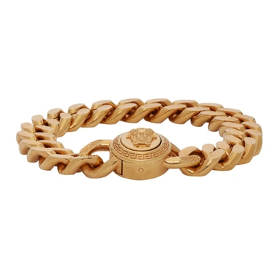 Shop Versace Gold Large Chain Medusa Bracelet In Kot Gold