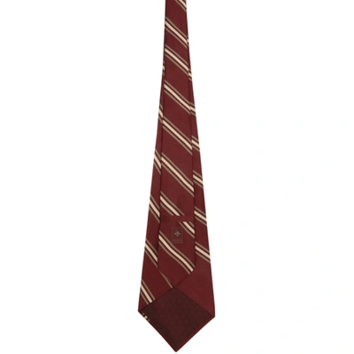 Shop Gucci Red Silk Stripe Tie In 6278 Burgun