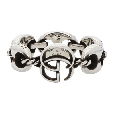 Shop Gucci Double G Marmont Ring In 0701 Silver