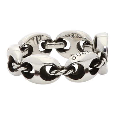 Shop Gucci Double G Marmont Ring In 0701 Silver
