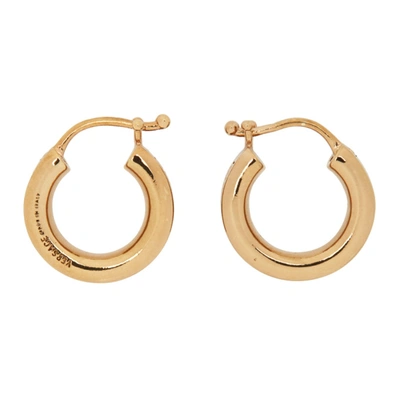 Shop Versace Gold Small Greca Hoop Earrings In Kvo Gold