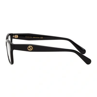 Shop Gucci Black Rectangular Glasses In 001 Black