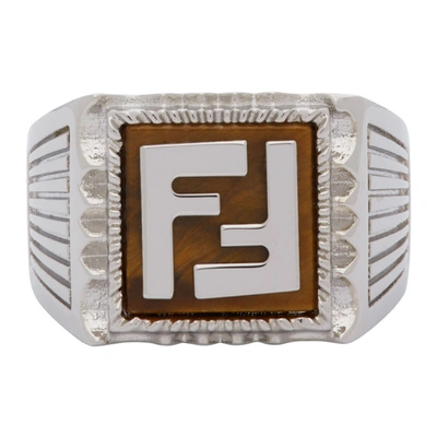Shop Fendi Silver 'forever ' Signet Ring In F1aek Silve