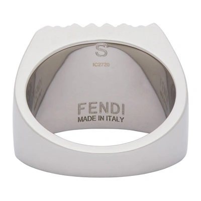 Shop Fendi Silver 'forever ' Signet Ring In F1aek Silve