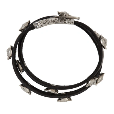 Shop Gucci Black & Silver Buckle Bracelet In 8131 Black