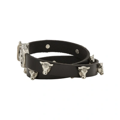 Shop Gucci Black & Silver Buckle Bracelet In 8131 Black