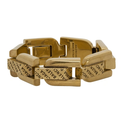 Shop Balenciaga Gold Precious Logo Link Bracelet In 0604atqgld