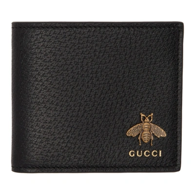 Shop Gucci Black Animalier Bee Wallet In 1000 Black
