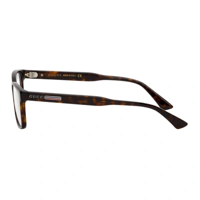 Shop Gucci Tortoiseshell Rectangular Glasses In 002 Havana