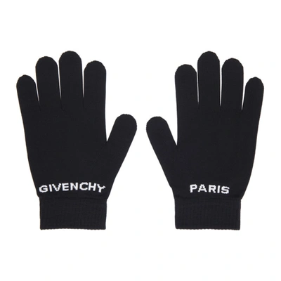 Shop Givenchy Black Logo Gloves In 004 Black