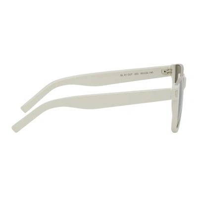 Shop Saint Laurent Off-white Sl 51 Cut-away Sunglasses In 272 Ivory