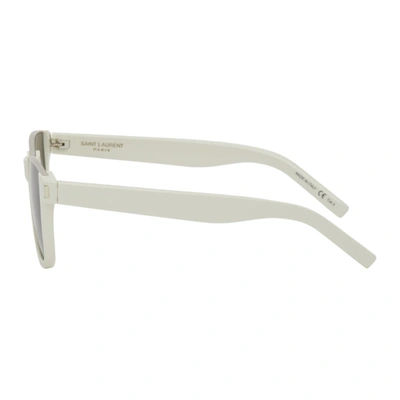 Shop Saint Laurent Off-white Sl 51 Cut-away Sunglasses In 272 Ivory