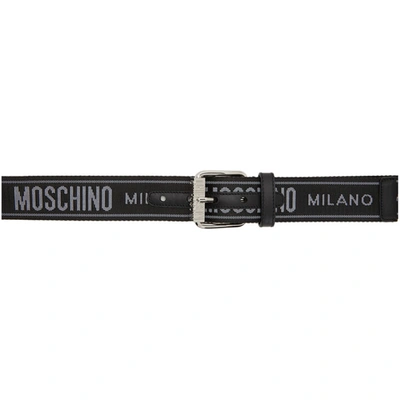 Shop Moschino Black Fantasy Print Jacquard Belt In A1555 Black