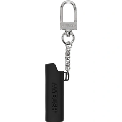 Shop Ambush Black And Silver Logo Lighter Case Keychain