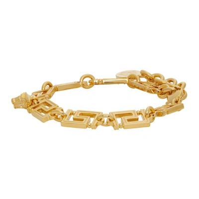 Shop Versace Gold Grecamania Bracelet In D00h Gold