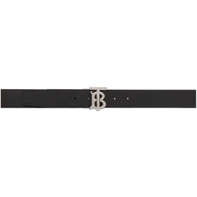 Shop Burberry Reversible Black & Tan Tb Belt In Black/tan