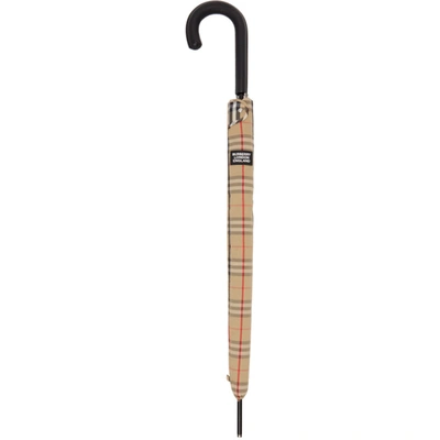 Shop Burberry Beige Check Walking Umbrella In Archive Bei