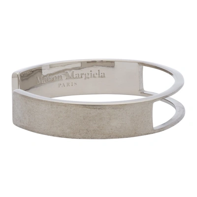 Shop Maison Margiela Silver Cut-out Bracelet In 961 Pallaid