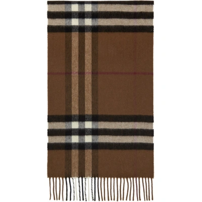 Shop Burberry Brown Cashmere Classic Check Scarf In Birch Brown