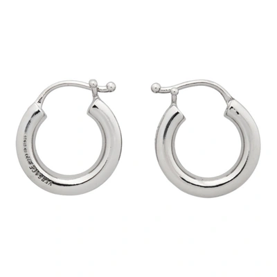 Shop Versace Silver Small Greca Hoop Earrings In D00p Silver