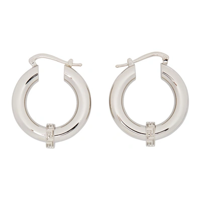 Shop Versace Silver Small Greca Hoop Earrings In D00p Silver