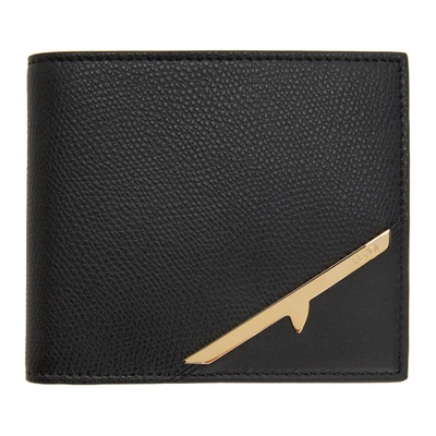 Shop Fendi Black & Gold Corner Mono Eye Billfold Wallet In F0kur Black