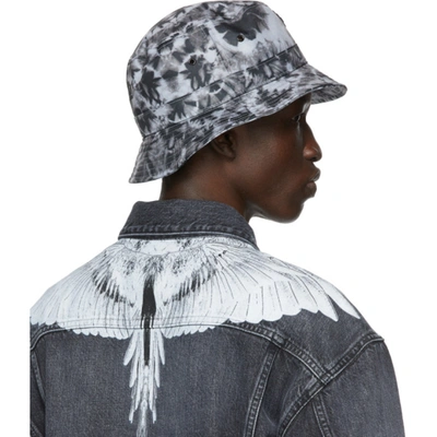 Shop Marcelo Burlon County Of Milan Grey & Black Starter Black Label Edition Cross Bucket Hat In White