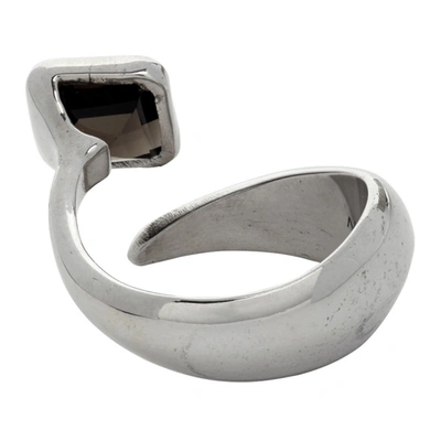 Shop Alan Crocetti Ssense Exclusive Silver Smoky Quartz Raptor Ring In Rhodium