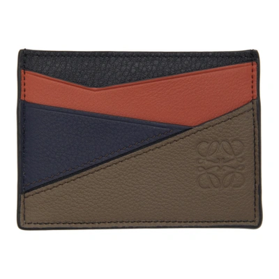 Shop Loewe Multicolor Puzzle Card Holder In 4238 Dkmoss