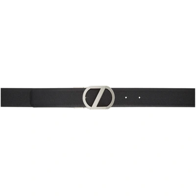Shop Ermenegildo Zegna Reversible Black Logo Belt In Ner Blk
