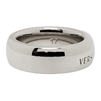 Shop Versace Silver '' Engraved Ring In D00p Silver