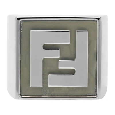 Shop Fendi Silver 'forever ' Signet Ring In F1aem Pall+