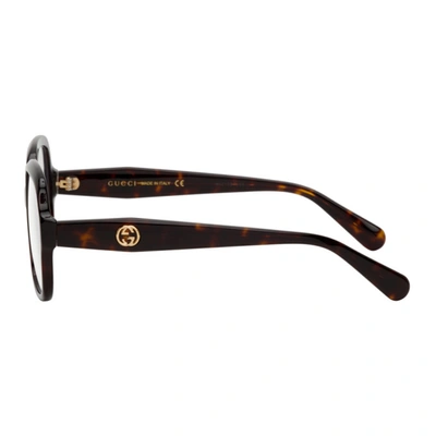 Shop Gucci Tortoiseshell Square Glasses In 002 Havana