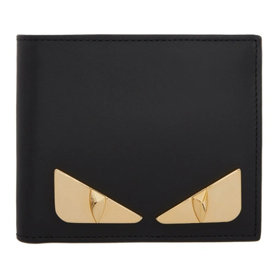 Shop Fendi Black & Gold Bag Bugs Wallet In F0kur Blk