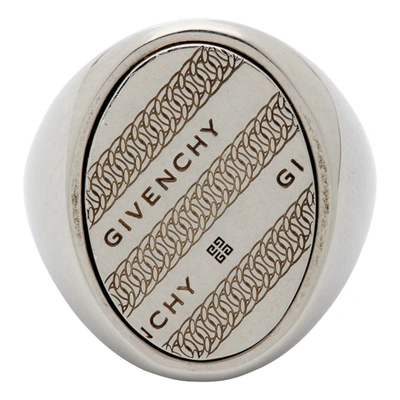 Shop Givenchy Silver Chain Chevalier Ring In 723-antic S