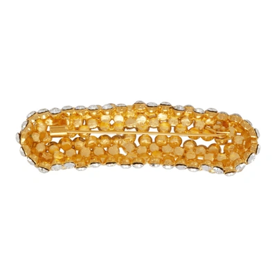 Shop Dries Van Noten Gold Crystal Brooch In 954 Gold