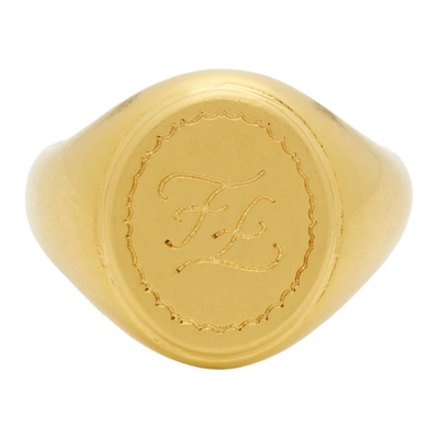Shop Fendi Gold Karligraphy Signet Ring In F152d Gold