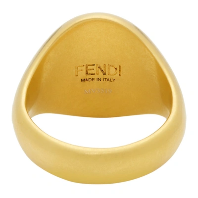 Shop Fendi Gold Karligraphy Signet Ring In F152d Gold