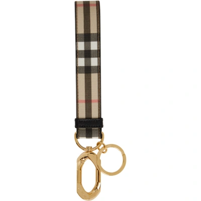 Shop Burberry Beige Vintage Check Charm Keychain In Archive Bei