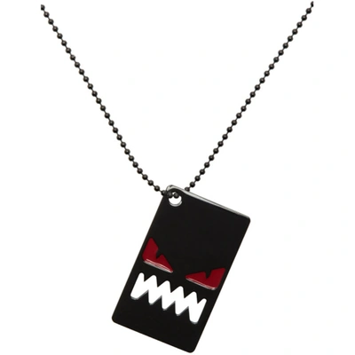 Shop Fendi Black Bag Bugs Shiny Red Eyes Necklace In F0qy3 Black