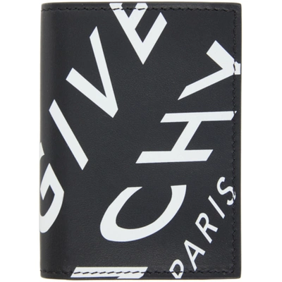 Shop Givenchy Black & White Refracted Logo Compact Wallet In 004-black/w