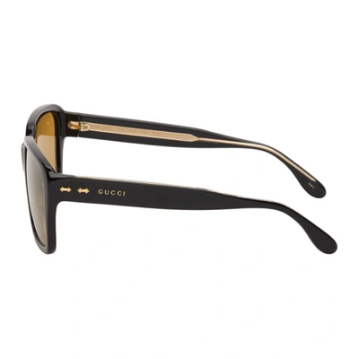 Shop Gucci Black & Yellow Gg0786s Sunglasses In 001 Black