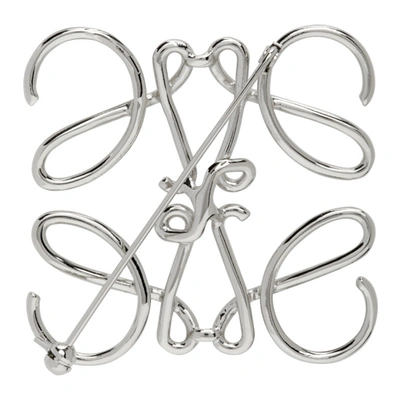 Shop Loewe Silver Anagram Brooch In 9230 Pallad