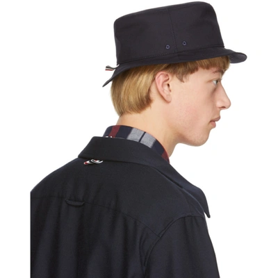 Shop Thom Browne Navy Wool Classic 4-bar Bucket Hat In 415 Navy