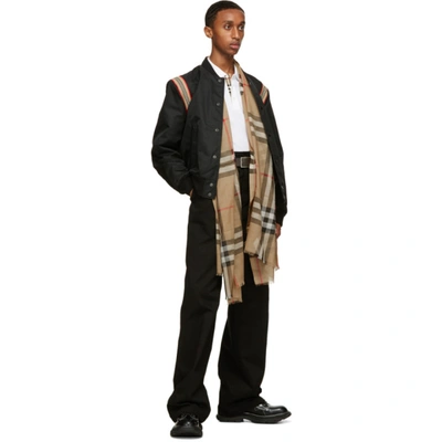 Shop Burberry Beige Gauze Giant Check Scarf In Archive Bei