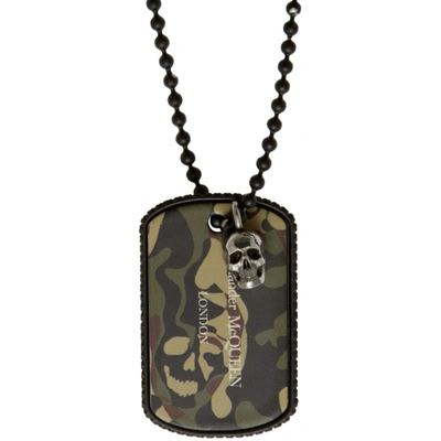 Shop Alexander Mcqueen Black Camouflage Beaded Necklace In 1185 Camo